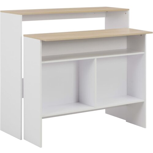  The Living Store Barska miza z 2 površinama bela in barva hrasta 130x40x120 cm - Barska Miza, (21449133) Cene