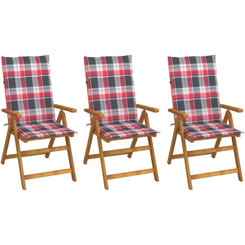 3 Sklopive vrtne stolice s jastucima 3 kom od bagremovog drva