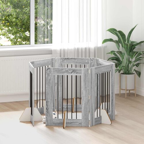 Vrata za pse s postoljem 6 pcs Siva sonoma 60 x 80 cm Cene