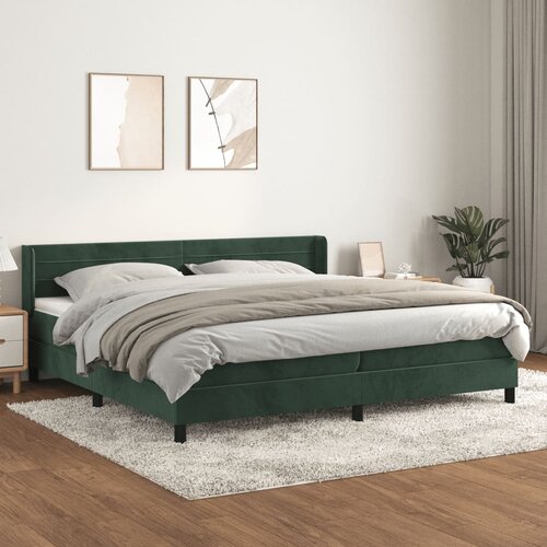 The Living Store Box spring postelja z vzmetnico temno zelena 200x200 cm žamet - Box Spring Postelja, (21491617) Slike