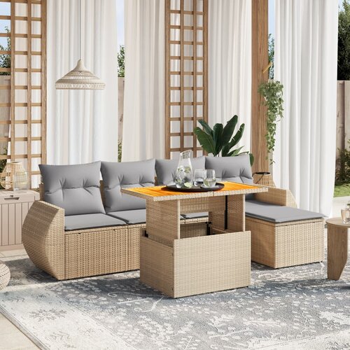 vidaXL 6-dijelni set vrtnih sofa s jastucima bež od poliratana Cijene