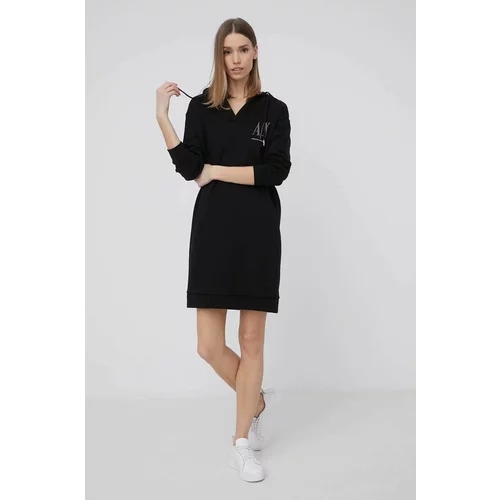 Armani Exchange Pamučna haljina boja: crna, mini, oversize