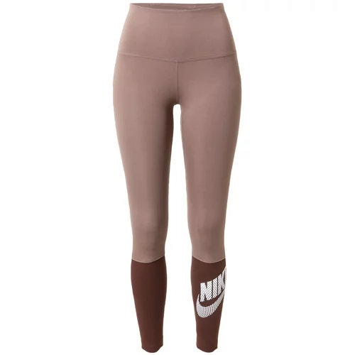 Nike Sportske hlače taupe siva / ljubičasta / bijela