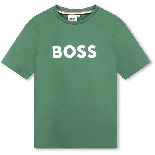 BOSS Kidswear Majica sivkasto zelena / bijela
