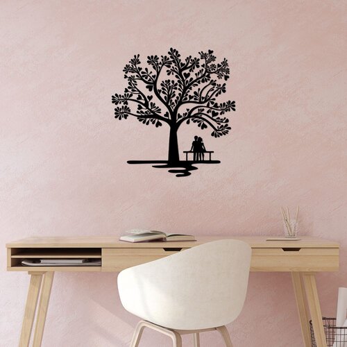 Wallity Zidna dekoracija Romance Under The Tree - 501, 66 x 69 cm, Crna Cene