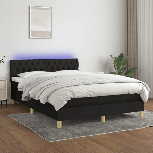 vidaXL Krevet box spring s madracem LED crni 140x190 cm od tkanine