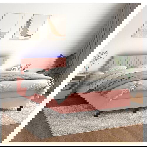 vidaXL Krevet box spring s madracem LED ružičasti 120x200cm baršunasti Cene