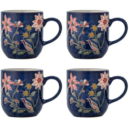 Bloomingville Temno modre skodelice v kompletu 4 ks iz kamenine Meredith &amp;ndash; Slike