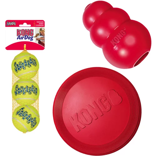 Kong set igračaka: frizbi, Classic, teniske loptice - Small (frizbi, Classic S, teniske lopte M 3 u paketu)