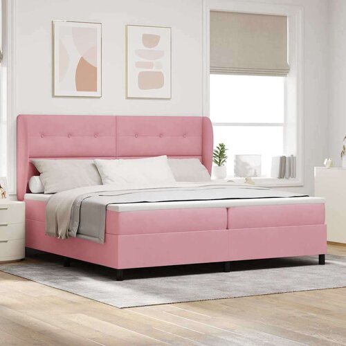 Box spring krevet Ružičasta 200 x 200 cm Poliester Cene