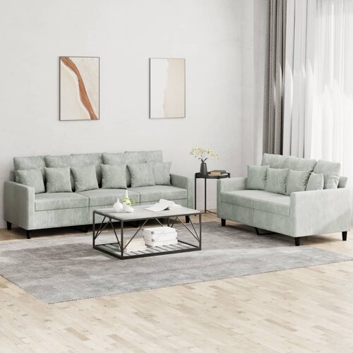 vidaXL 2-dijelni set sofa s jastucima svjetlosivi baršunasti Cijene