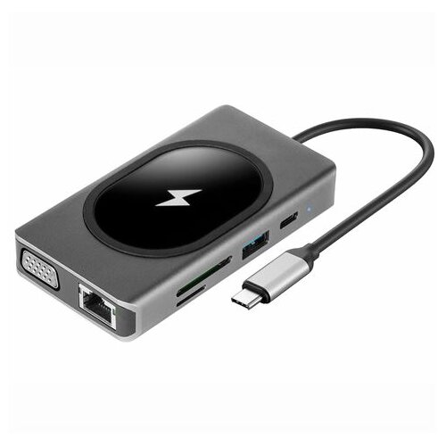 Ms USB HUB C700, HDMI+VGA+USB+PD+RJ45 100 M+SD+Audio+15W, Cene