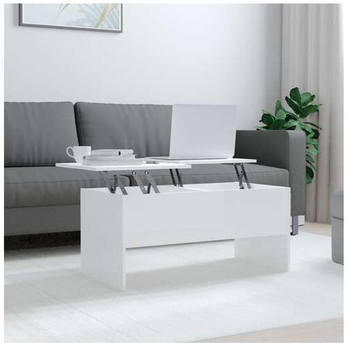  Stolić za kavu sjajni bijeli 102x50 5x46 5 cm konstruirano drvo - Visoko sjajno bijela 102 x 50 x 46.5 cm Cene