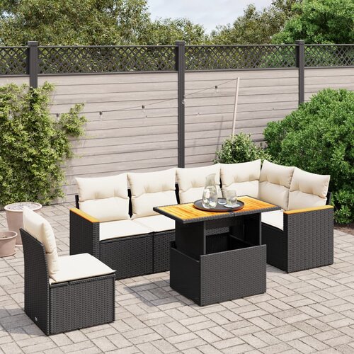 vidaXL 7-dijelni set vrtnih sofa od poliratana s jastucima crni Cijene