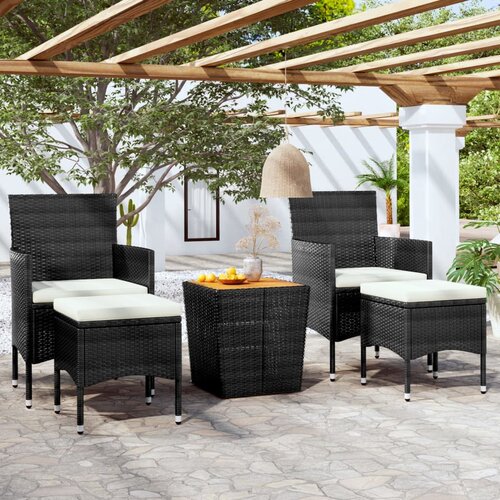 VidaXL 5-dijelni vrtni bistro set od poliratana i drva bagrema crni Slike