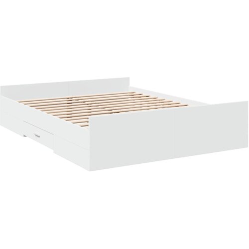 vidaXL Okvir za krevet s ladicama bijela 140x200 cm konstruirano drvo Cene