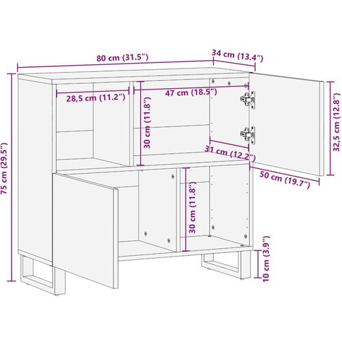 vidaXL Komoda 80x34x75 cm trden mangov les Cene