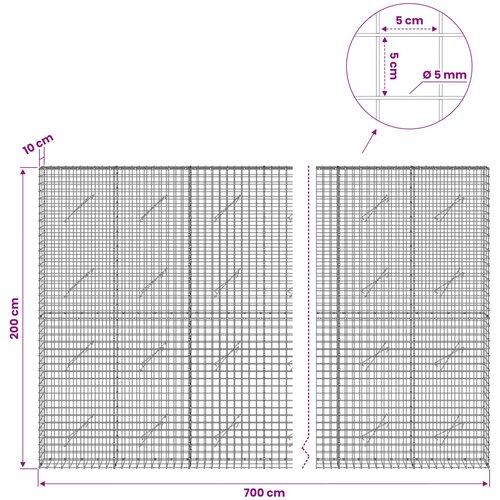  Gabion s 5 mm žicom i mrežom 5x5 cm 700x10x200 cm Slike