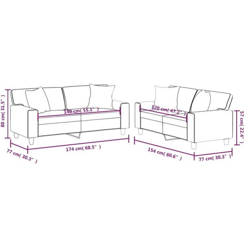  2-dijelni set sofa s jastucima sivi od umjetne kože Slike