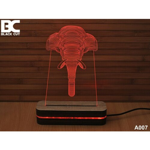 Black Cut 3D lampa jednobojna - slon ( A007 ) Slike