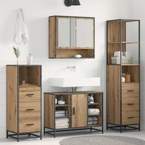 vidaXL Komplet pohi&scaron;tva za kopalnico s predalom 4 pcs artisan hrast Cene