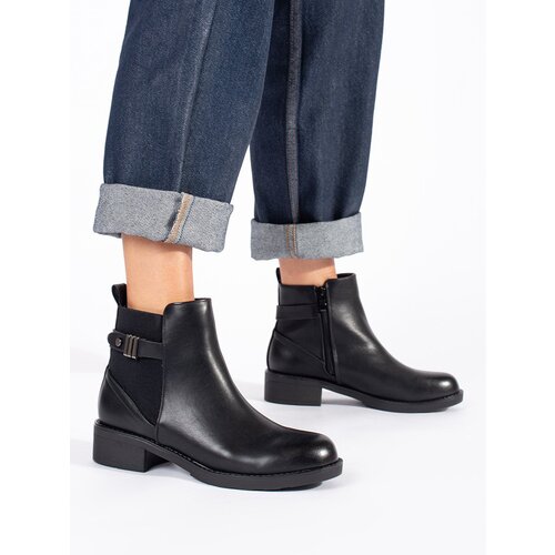 Shelvt Women&amp;#039;s black low-heeled Chelsea boots Slike