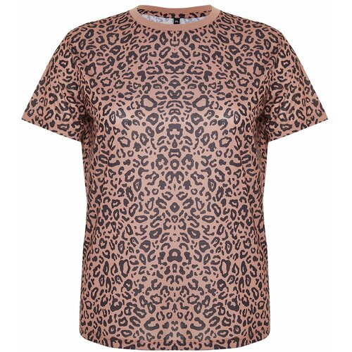 Trendyol Curve Brown Animal Pattern Boyfriend Knitted T-shirt Cene