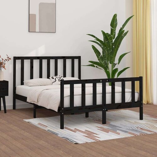  Posteljni okvir črn iz trdnega lesa 140x190 cm, (20645805) Slike