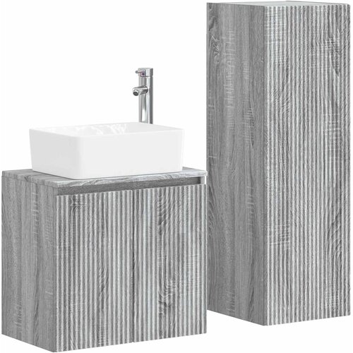  Set namje&amp;scaron;taja za kupaonicu 2 kom. Siva Sonoma 33 x 34.5 x 100 cm Slike