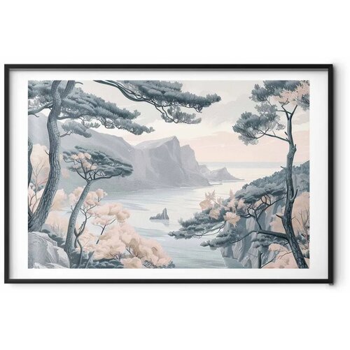  Plakat - Blue Coast in Delicate Colors 30x21 Crni okvir s margom Slike