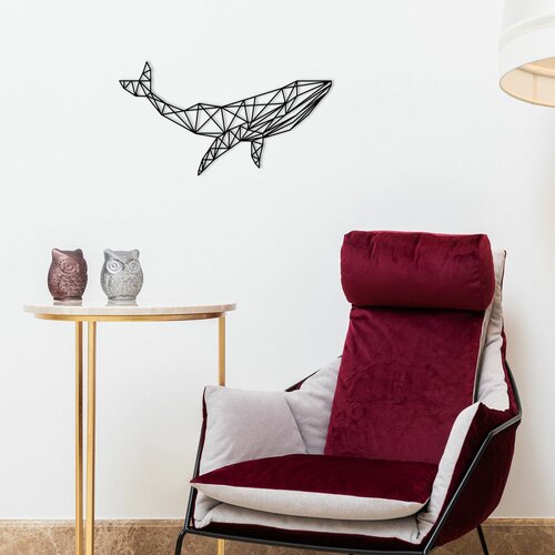Wallity whale 1 black decorative metal wall accessory Slike