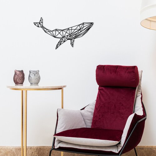 Wallity whale 1 black decorative metal wall accessory Slike