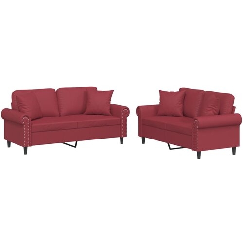 vidaXL 2-dijelni set sofa s jastucima boja vina od umjetne kože Cijene