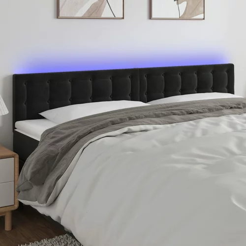 vidaXL LED posteljno vzglavje črno 160x5x78/88 cm žamet