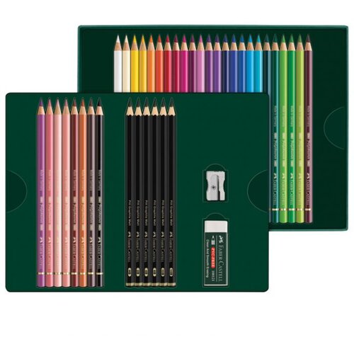 SET POLYCHROMOS &amp;amp; PITT GRAPHITE MATT PK40 FABER CASTELL 210053 Slike