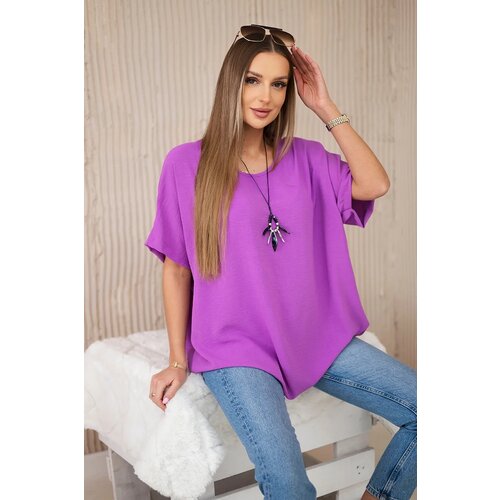 Kesi Włoski Oversized blouse with pendant purple color Cijene