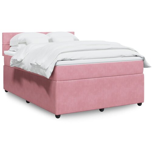 vidaXL Box spring postelja z vzmetnico roza 140x190 cm žamet Cene