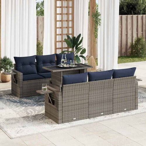 vidaXL 7-dijelni set vrtnih sofa od poliratana s jastucima crni bagrem Cijene