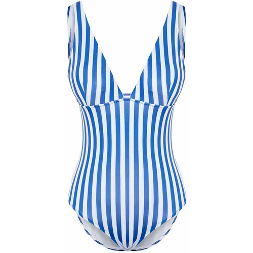 Trendyol Striped V-Neck Swimsuit