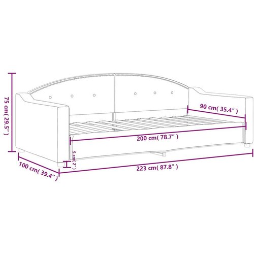 VidaXL Dnevni krevet crni 90 x 200 cm od tkanine Slike