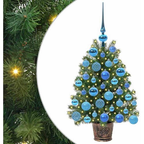 VidaXL Umjetno božićno drvce Zelena 75 cm PE i PVC - 75 cm s LED-ima i plavim kuglicama Slike