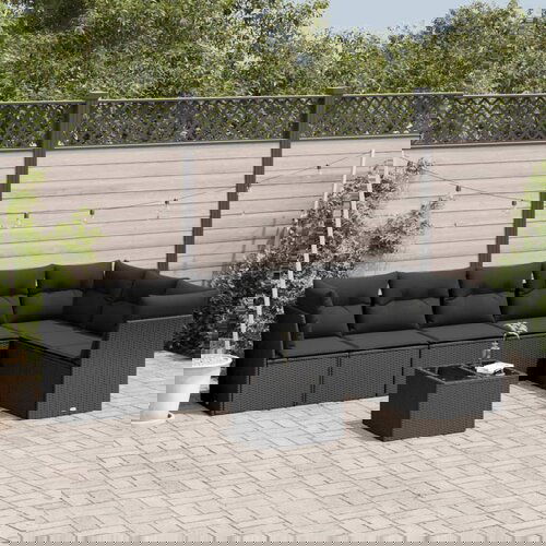 vidaXL 8-dijelni set vrtnih sofa od poliratana s jastucima crni Cijene