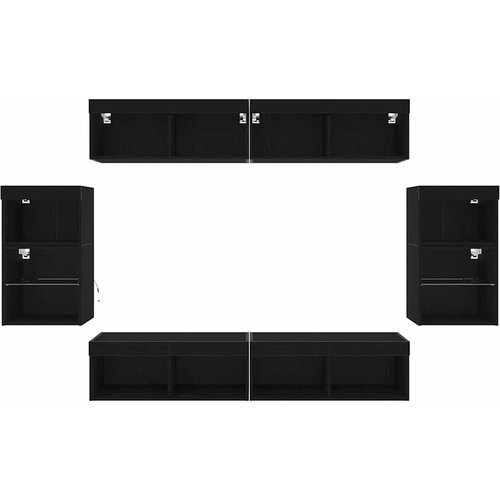  Set TV komoda S LED lampica 8 pcs Crni hrast Konstruirano drvo Slike