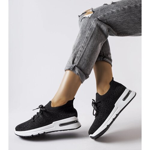 Gemre Black sneakers adorned with shimmering thread Randolph Cene