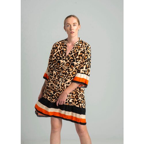 Estee Brown Beige loose leopard print dress Slike