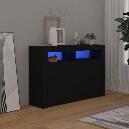 vidaXL komoda z LED lučkami črna 115,5x30x75 cm Cene