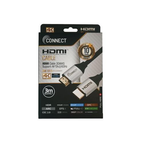 Connect HDMI Kabl, Aluminijumsko kućište, 24K20, 3m, Crni Cene
