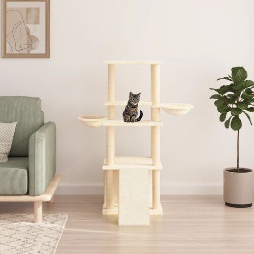 vidaXL Penjalica za mačke sa stupovima za grebanje krem 133 cm Cijene