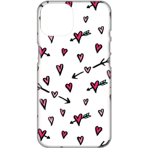 Silikonska maska za iPhone 14 Plus 6.7 Heart Pattern Print Skin bela Slike