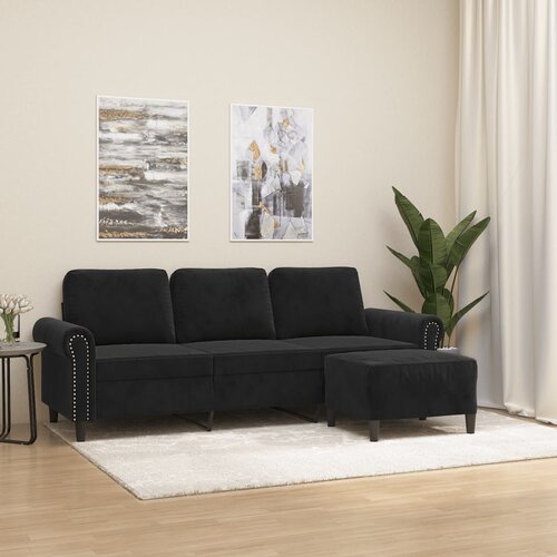 vidaXL Trosed s stolčkom za noge črn 180 cm žamet Cene